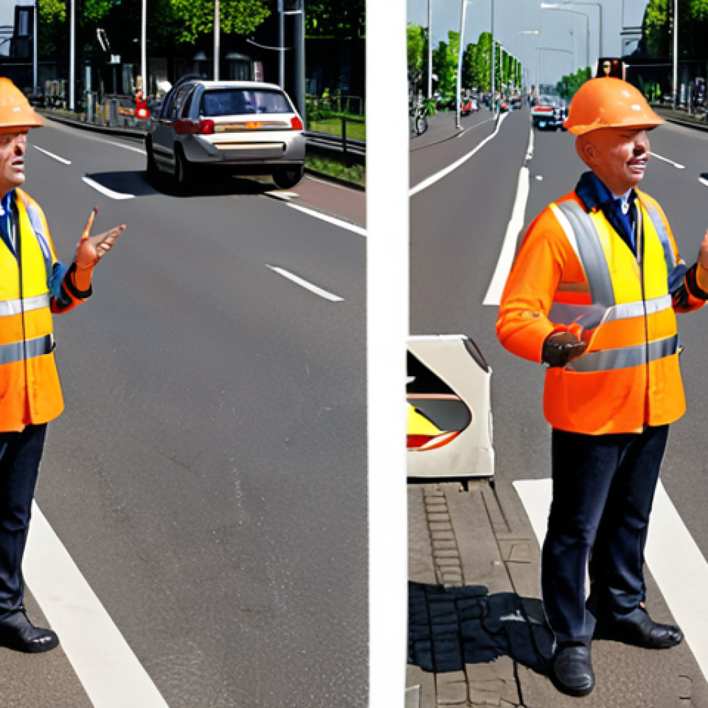 Okay, here are two image prompts based on the provided Dutch text, focusing on key aspects of a traffic controller's job in the Netherlands: